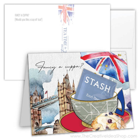 TEA GREETING Card w. REAL TEA BAG - Fancy a cuppa?