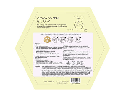 MASCARILLA FACIAL DE LÁMINA METÁLICA DE ORO DE 24 K DE LUJO