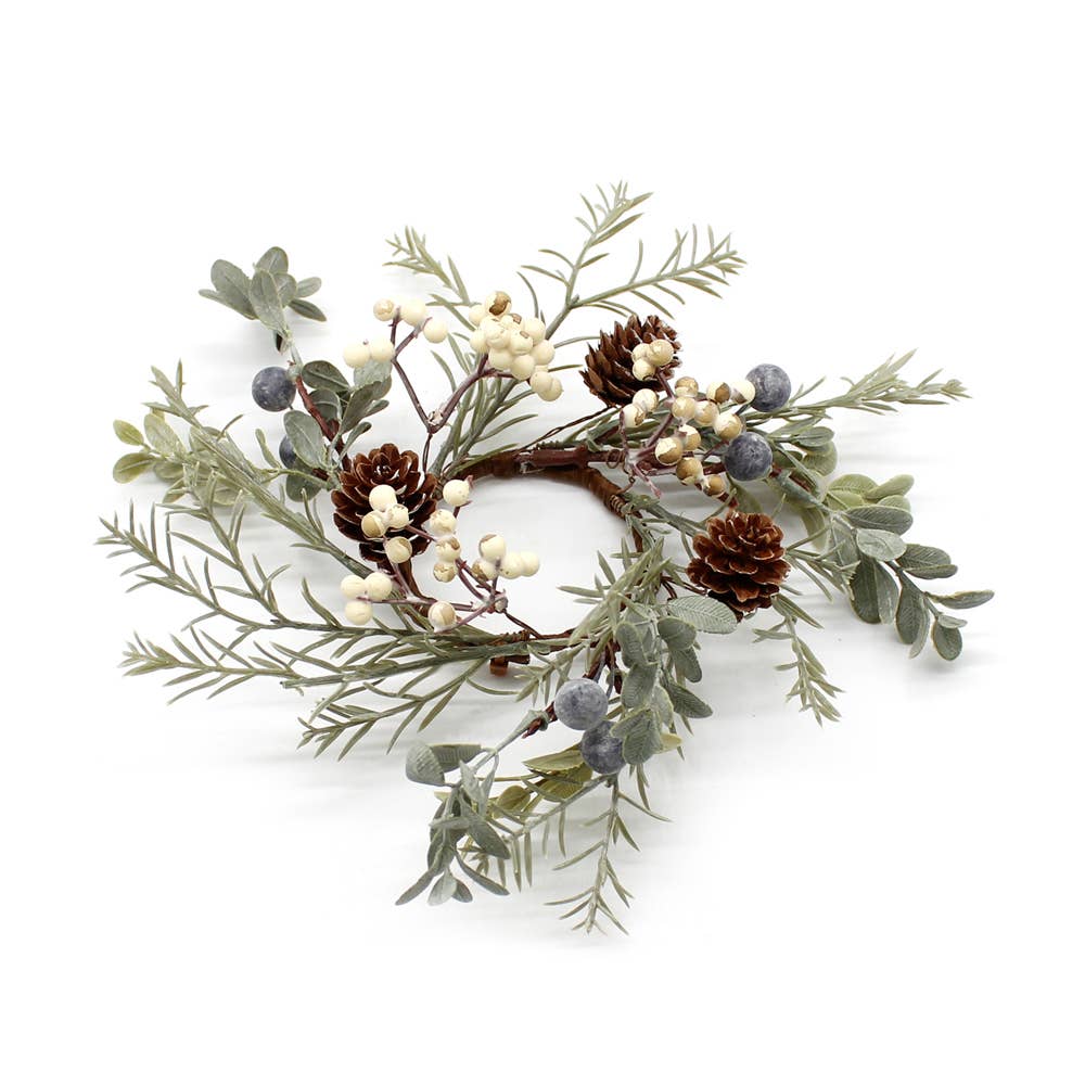 Mistletoe and Blueberrry Small Wreath/Candle Ring