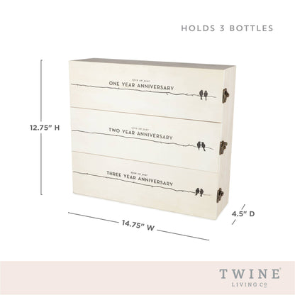 Newlyweds Anniversary Pine Wood Wine Bottle Gift Box