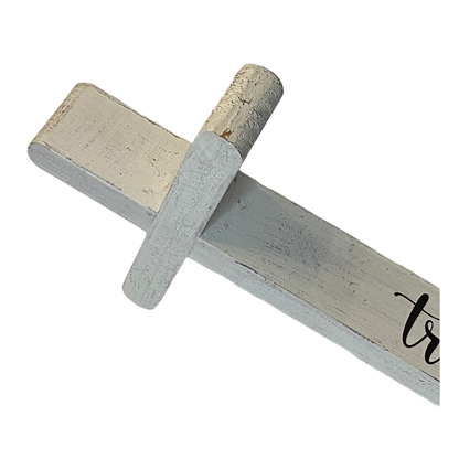 Tabletop Cross – Trust (White Finish)