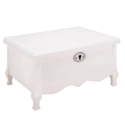 Joyero musical de madera MDF y terciopelo de 8 x 6 pulgadas, color blanco bailarina