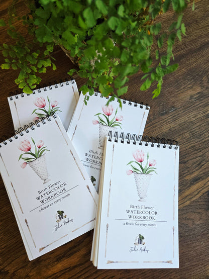 Watercolor Workbook, Spiral Bound, Birth Month Flowers