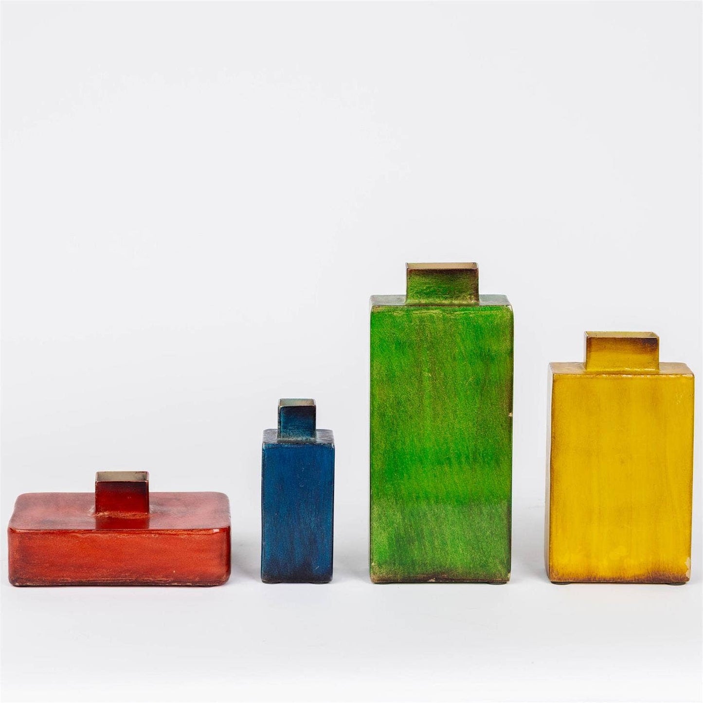 Vase - Multi Color Cube Shaped Enamel (Set Of 4)