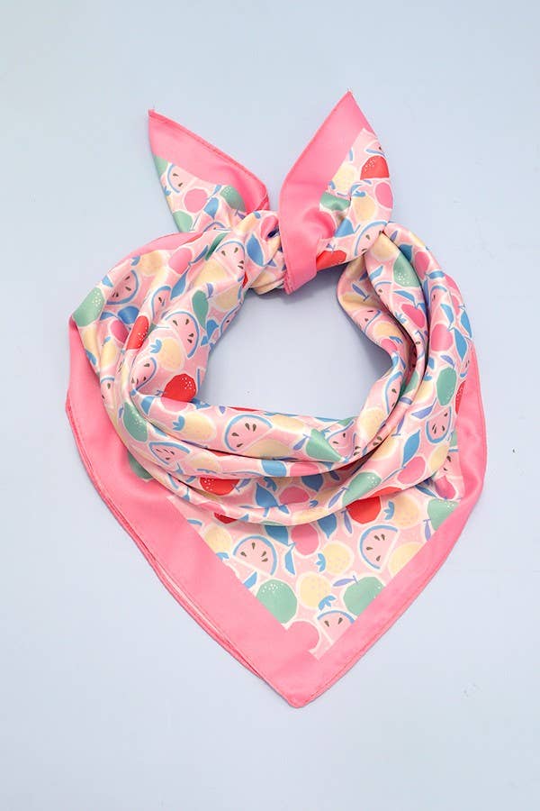 FRUIT PRINT SILKY FEEL BANDANA SCARF