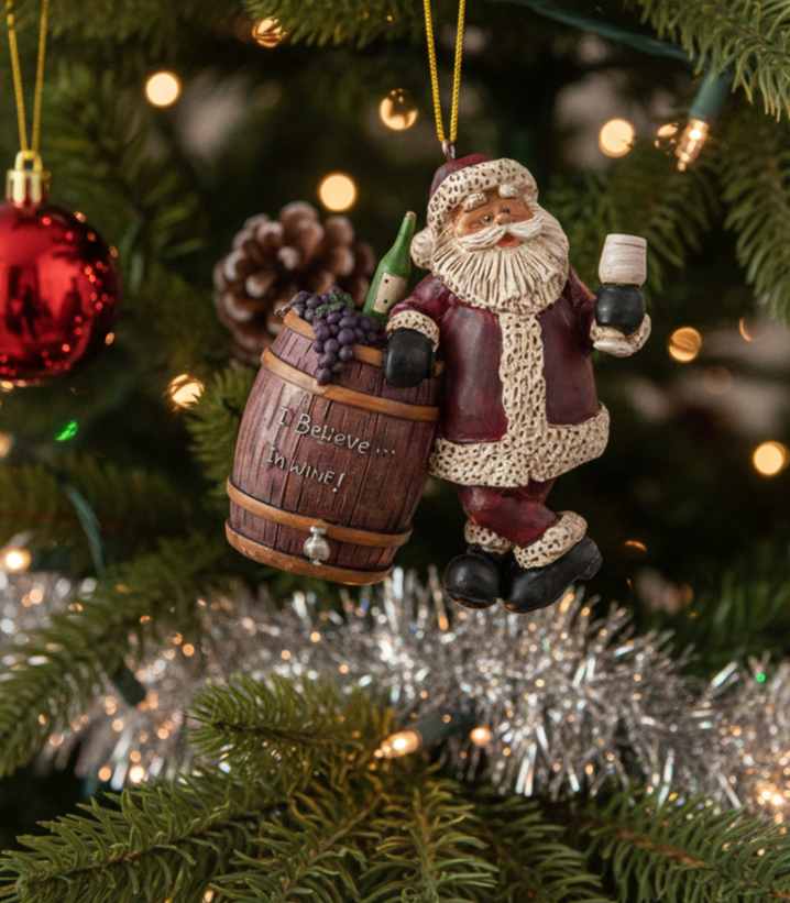 Santa w/Wine Barrel
