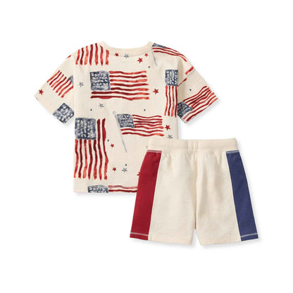 American Flag Boy Tee & Shorts Set: 24M