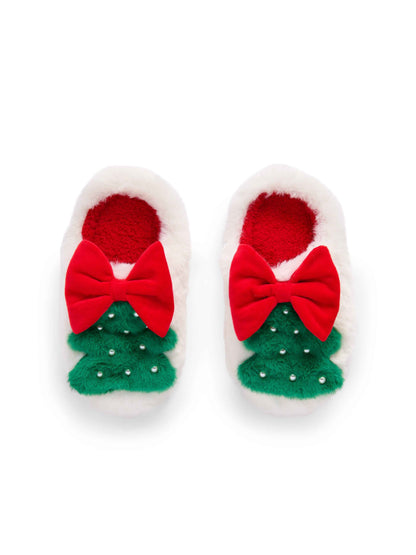 Christmas Tree Slippers, White