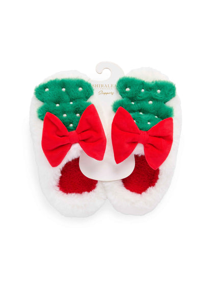 Christmas Tree Slippers, White