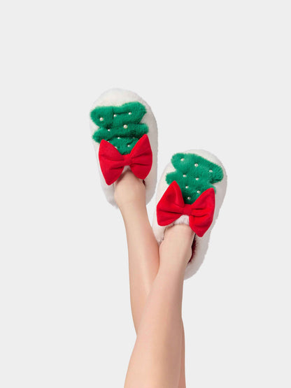 Christmas Tree Slippers, White