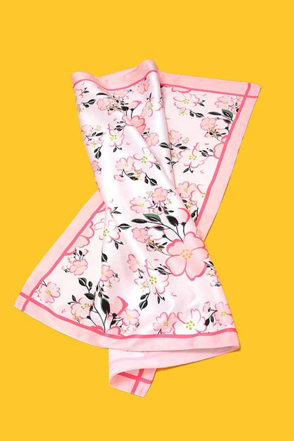 FLOWER LEAF SILKY FEEL BANDANA SCARF