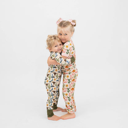 Conjunto de pijama de manga corta con pantalones de bambú para niños Hey Y'all Western
