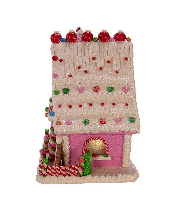 10"BATTERY OPERATED CANDY GINGERBREAD LED HOUSE