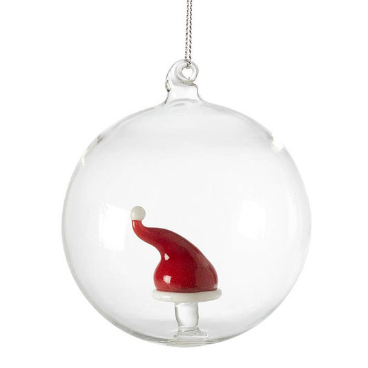 Glass SS Orn Santa Hat