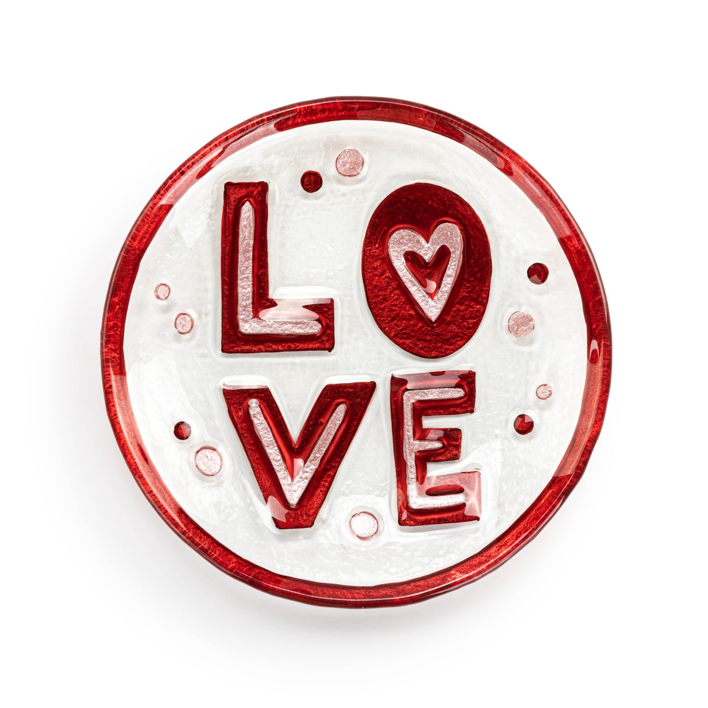 Love Mini Glass Round Plate - 6.5in