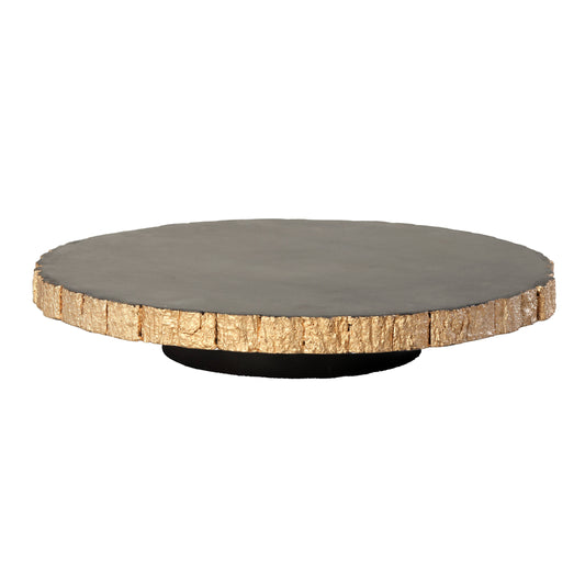 Blackish-Brown Midnight Gold Wooden Lazy Susan (15x15x3 inch