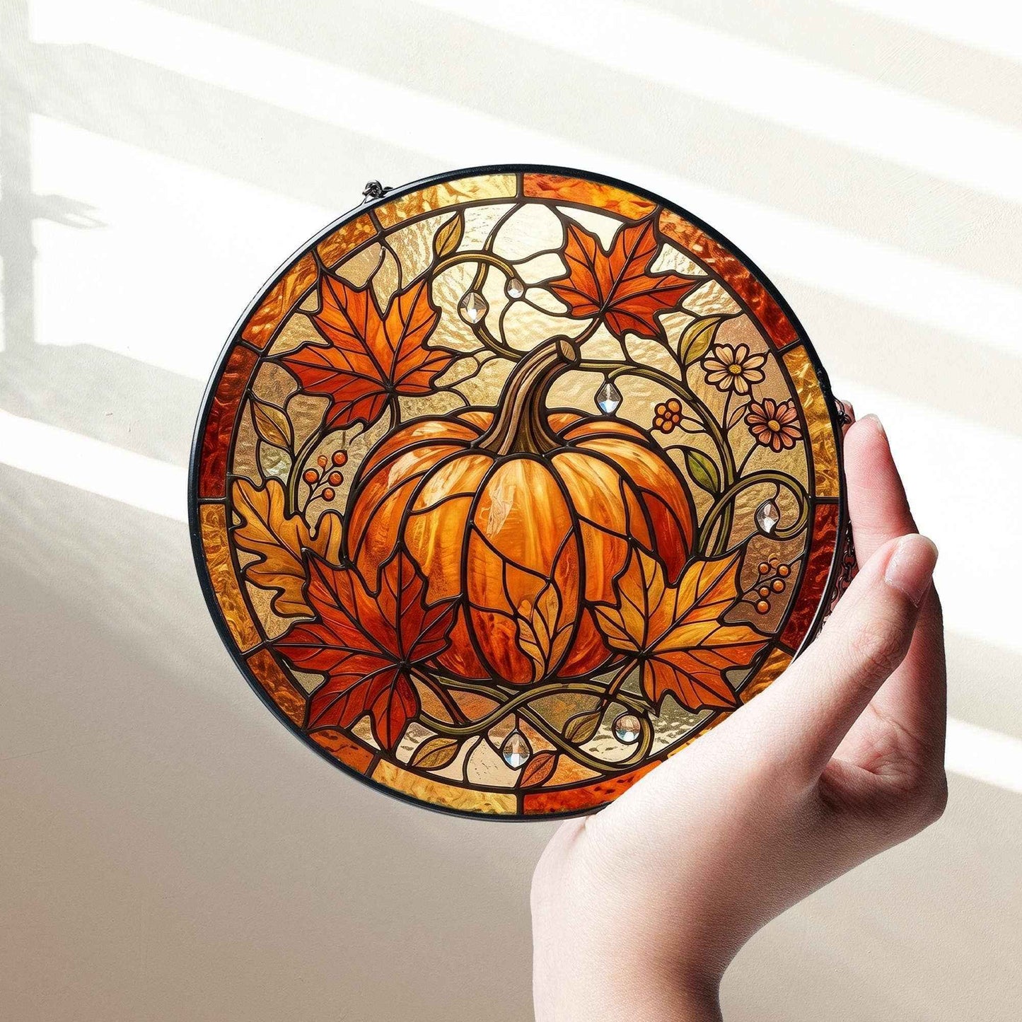 Fall Pumpkin Suncatcher, Style Autumn Maple Leaf Suncatcher