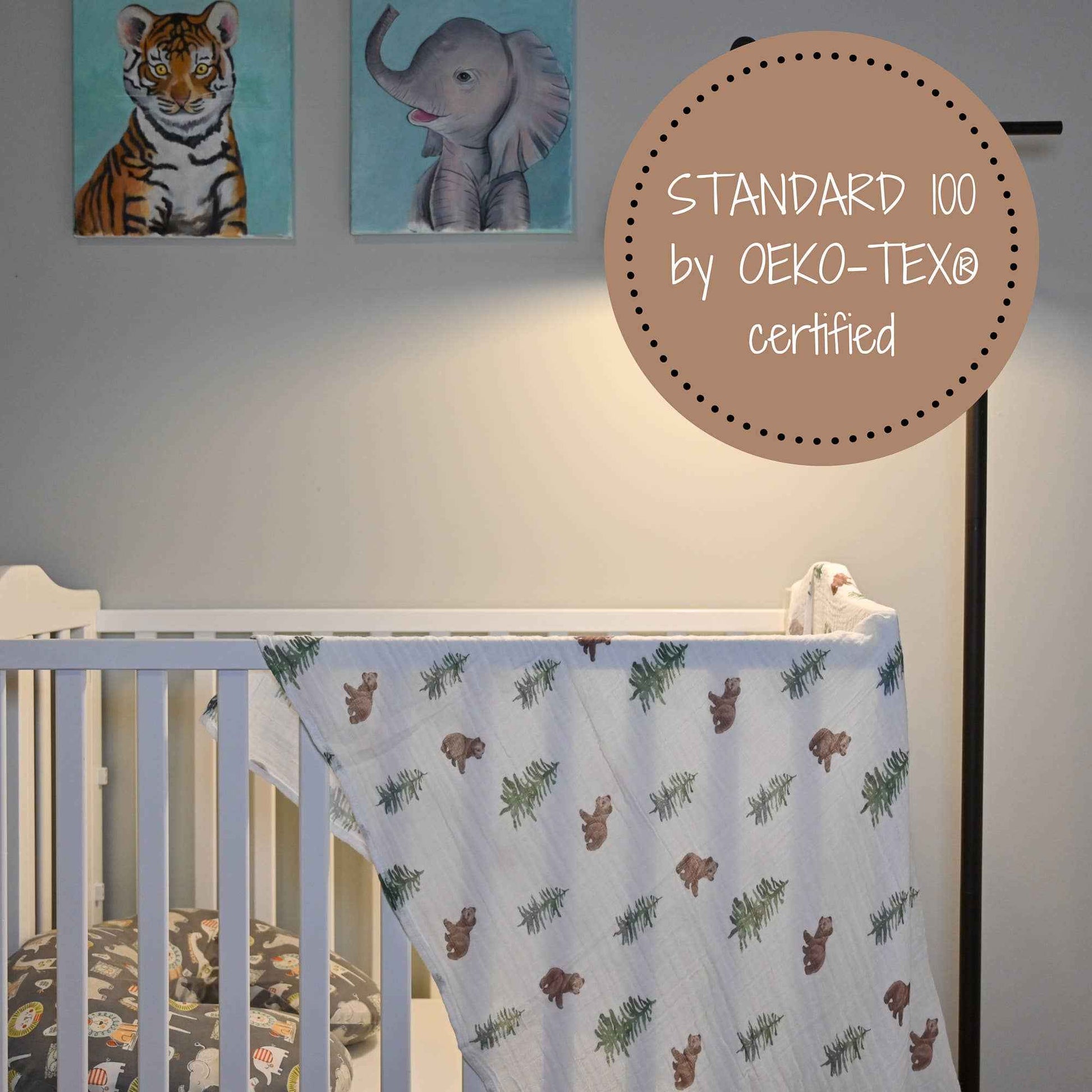LollyBanks - Bear Cub Baby Muslin Swaddle Blanket