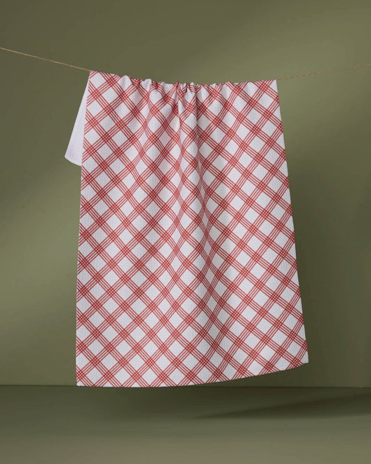 Geometry - Crimson Wrap Tea Towel