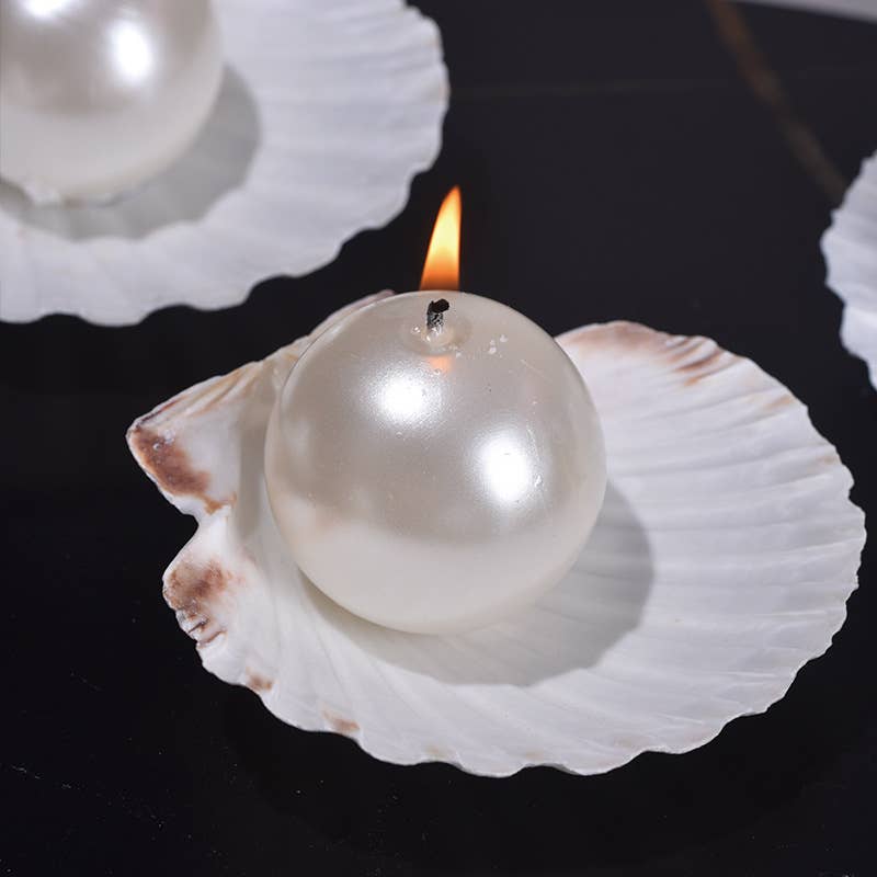 Romantic Atmosphere Smokeless Pearl & Shell Scented Candle- two piece