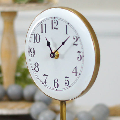 VIP Iron 11 in. White Pedestal Table Clock