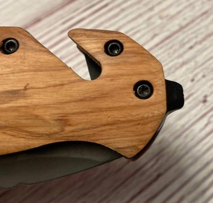 Quail Tail Laser Art - Be Still and Know Knife