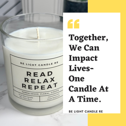 Read Relax Repeat, 12oz Scented Soy Candle | Candle Gift