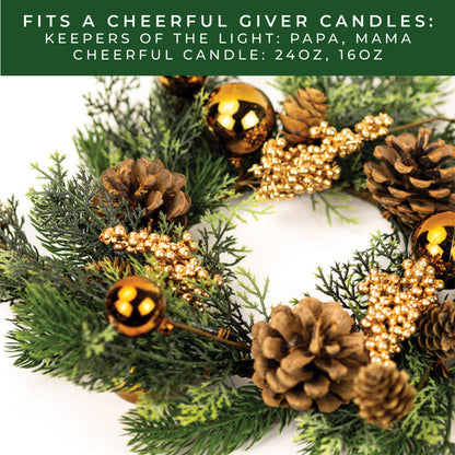 Golden Pine Candle Ring – Christmas Holiday Home Decor