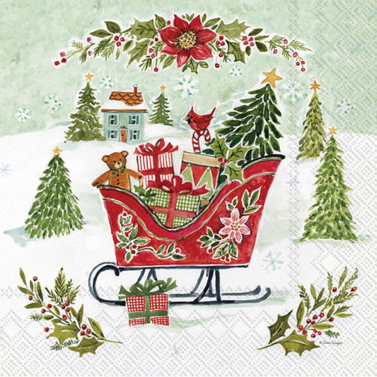 Paper Lunch Napkins 20 ct Christmas Joy Sleigh