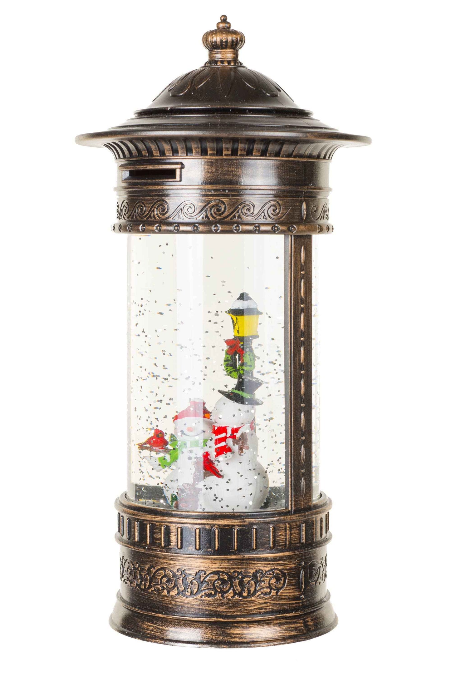 NEW-Bronze Snowman's Lamp Post Snow Globe