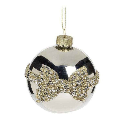 Ball with Jewelled Bow Christmas Ornament
