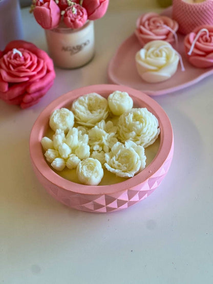 Huge Botanical Candle in Gypsum Vessel 2 1/4x8in