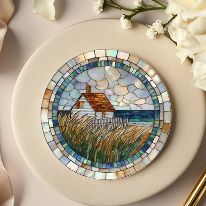 Coastal Cottage Mosaic Ceramic Coaster SET OF 4