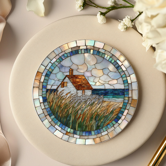 Coastal Cottage Mosaic Ceramic Coaster SET OF 4