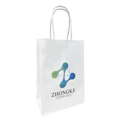 Custom Print Gem 5.3x3.5x8.5 inches White Paper Bags: 250 bags - $0.62/pc / 1 side print (front)
