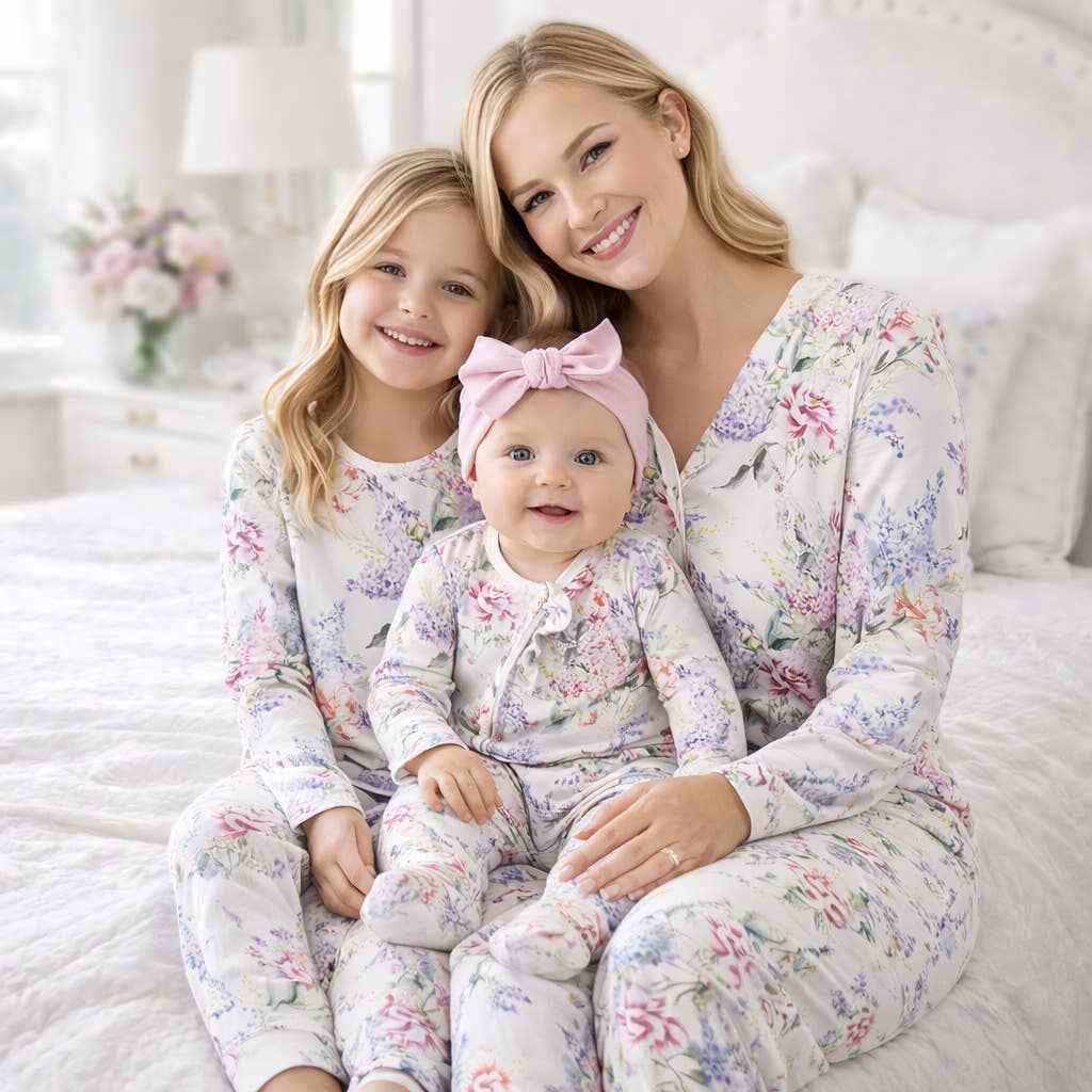 Dream Blossom Bamboo Women’s Pajama Set- Watercolor Floral : XL