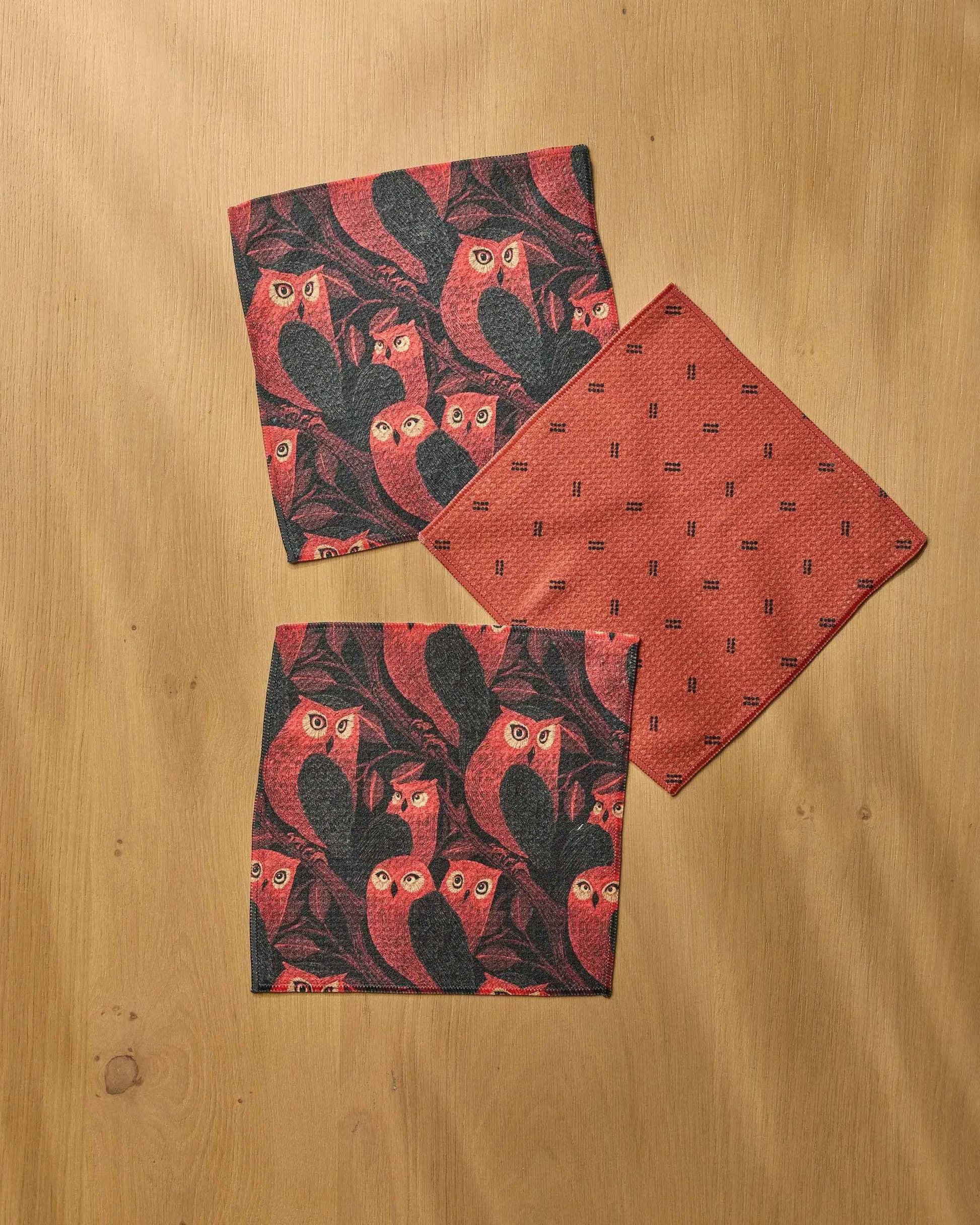 Ember Owl Dishcloth Set