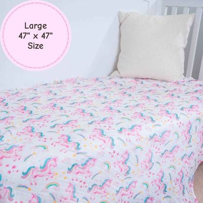 LollyBanks - Unicorn Crew Baby Muslin Swaddle Blanket