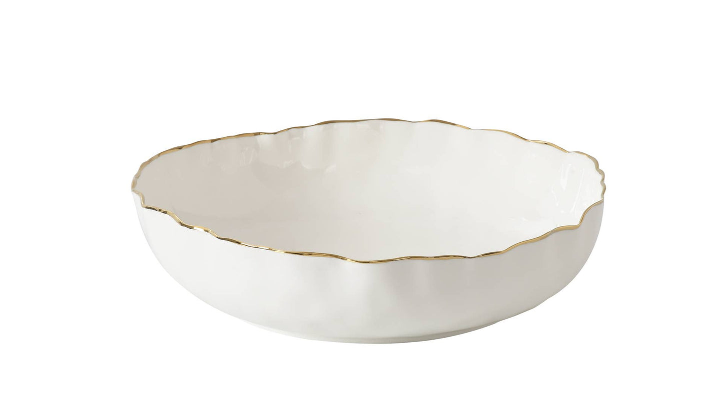 Ex Lg Shallow Bowl Gold Trim