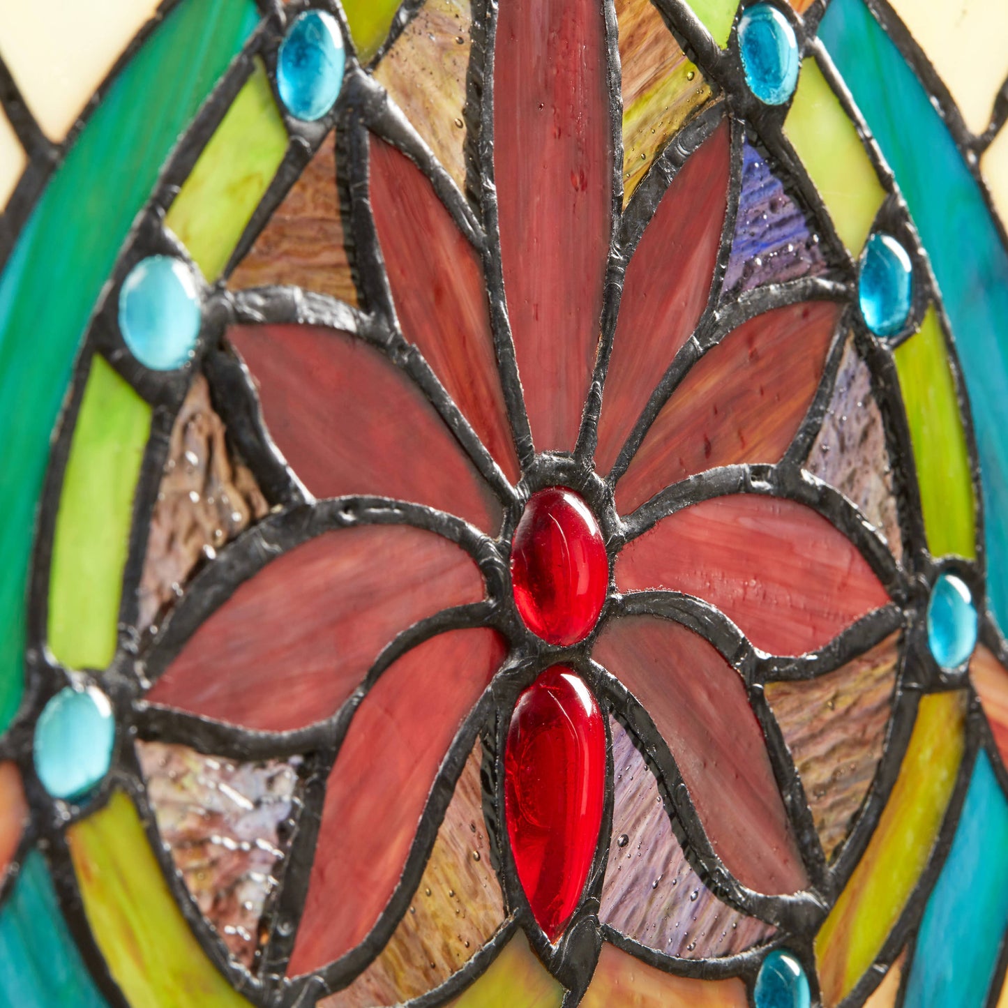 24" Amber Floral Stained Glass Window Panel
