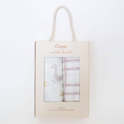 2-pc. Farmhouse Goose/Check Swaddle Set