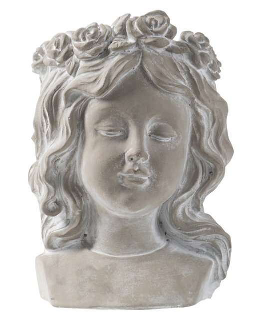 Cement Vintage Woman With Roses Planter