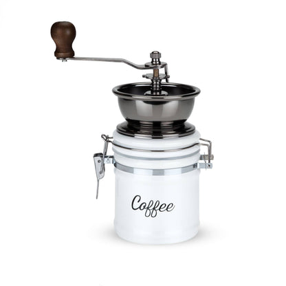 Handheld Vintage Ceramic Coffee Grinder with Wood Handle