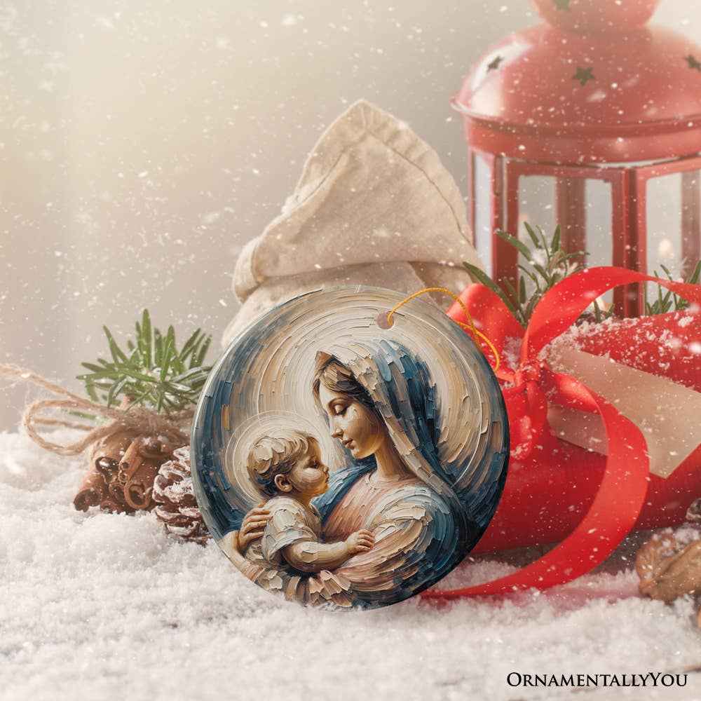 Virgin Mary and Baby Jesus, Oil Painting Style Gift & Decor