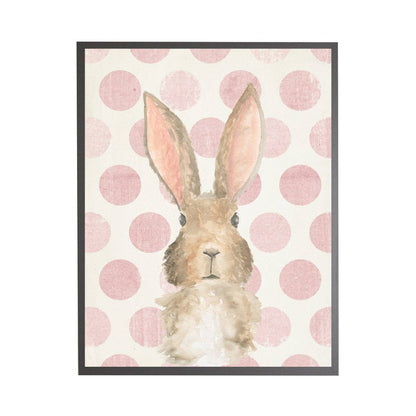 Watercolor Baby Bunny On Pink Polka Dots