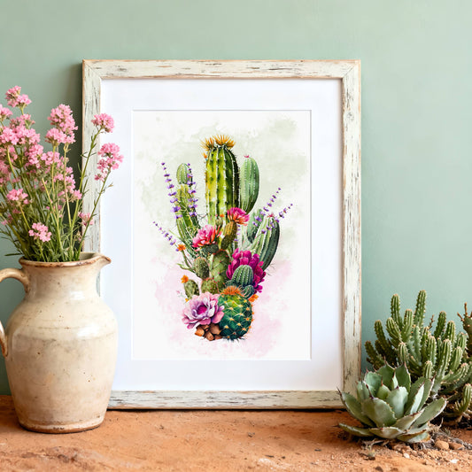 Arizona Saguaro Cactus Wildflower Art Print