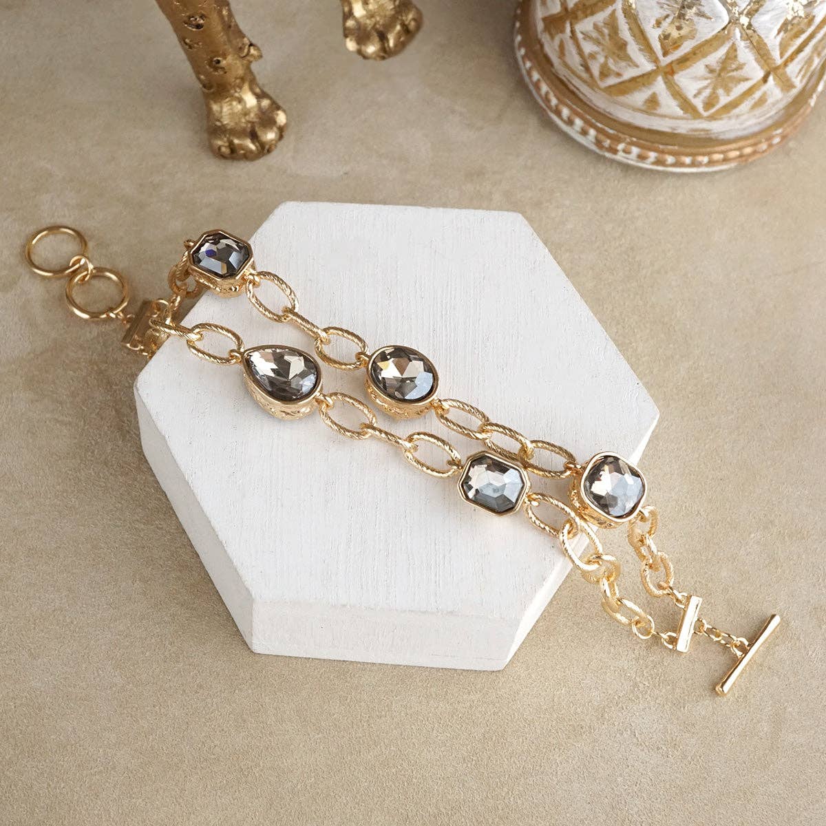 Statement Chain Bracelets with Reflective Crystals