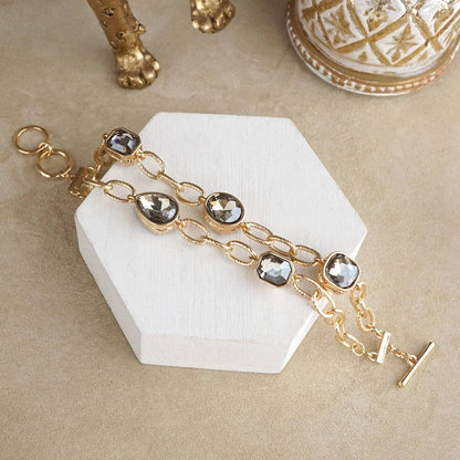 Statement Chain Bracelets with Reflective Crystals