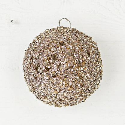 6in Metalic Glittered Ball-Champaign gold