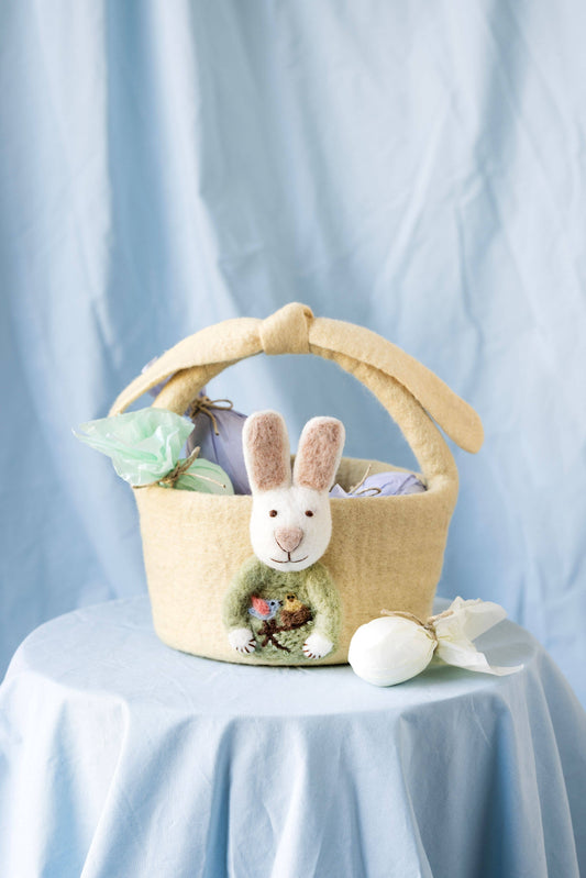 Big Basket w/Bunny - Light Yellow